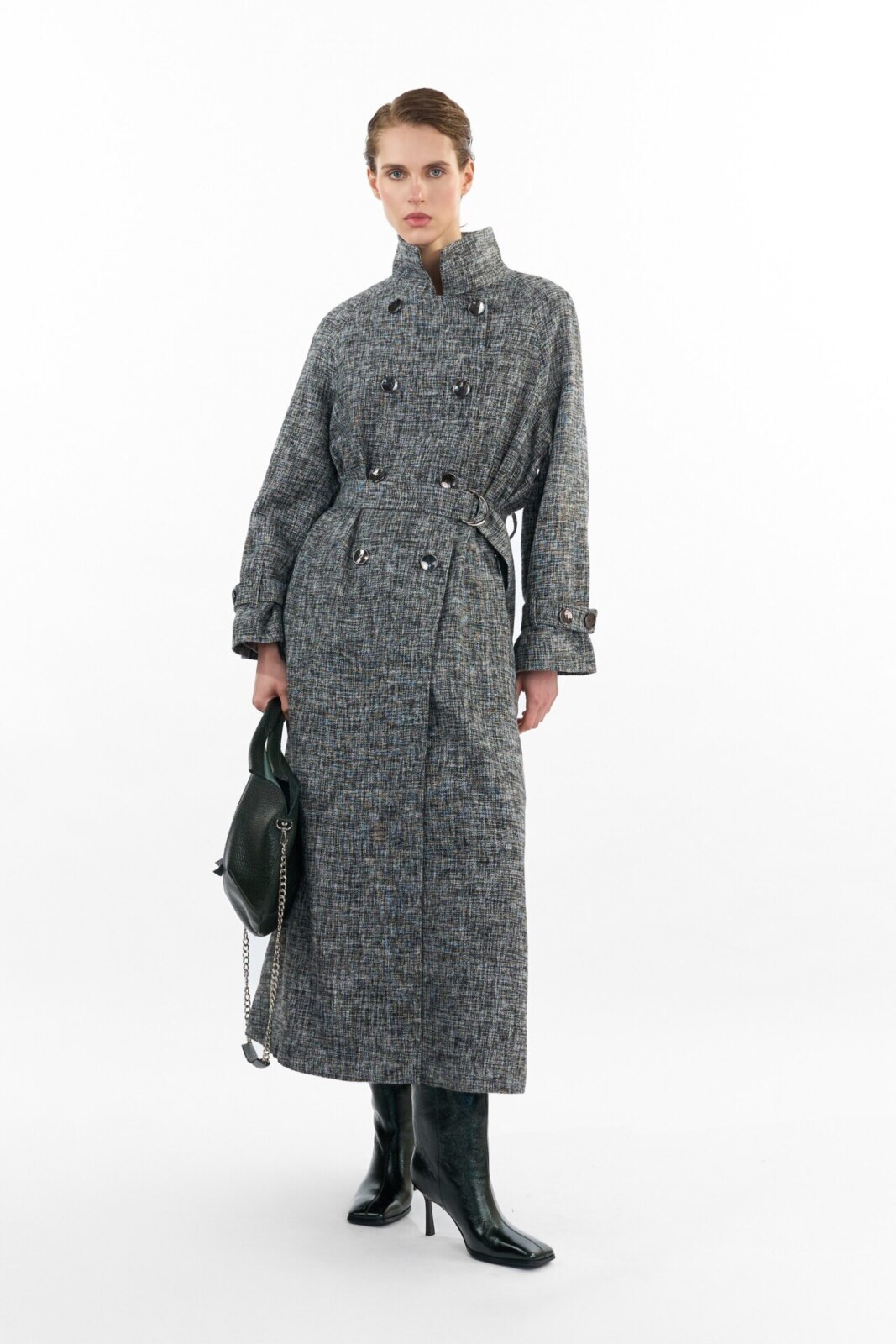 Пальто двубортное миди